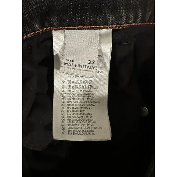 Diesel Jeans Mens 32x32 Black Denim D-Fining Italian Selvedged Button Repairable